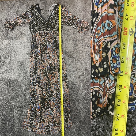 DR2 boho paisley lined boho 3/4 sleeves tassels dress women’s size S? - Picture 14 of 15